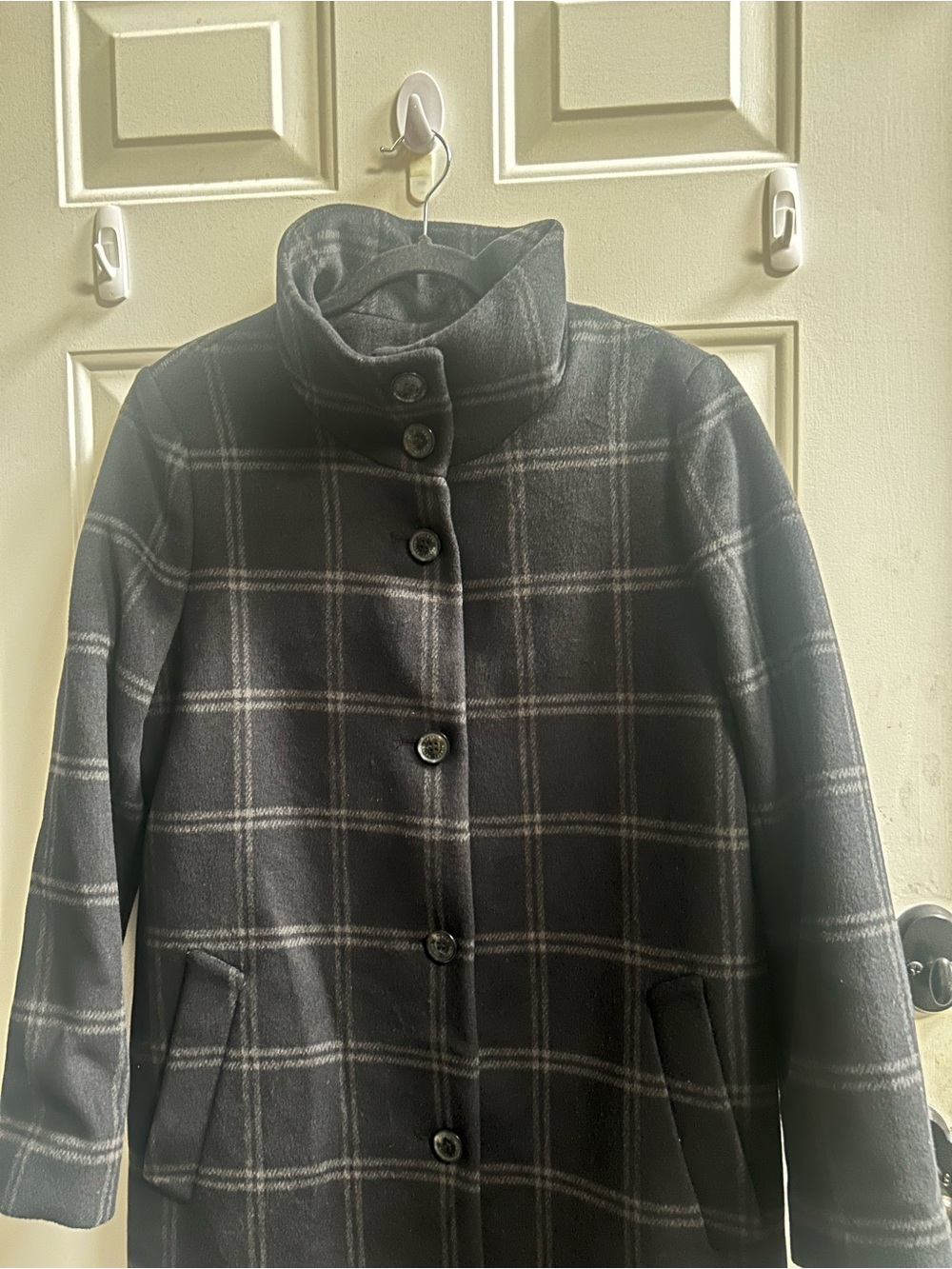 Lauren Ralph Lauren Black and Gray Plaid Wool Coat Sz 12